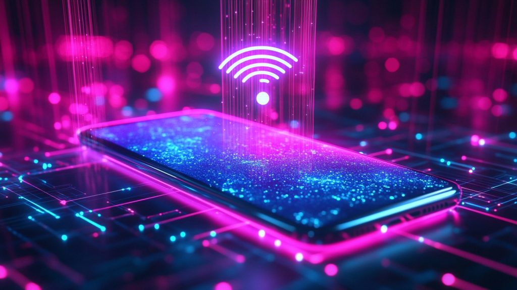 the phone on the picture that shows the connection to others